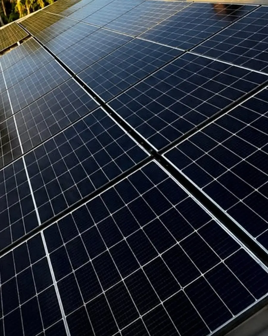 Close-up of black solar panels